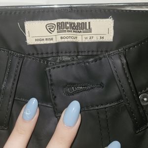 Bootbarn High Rise Bootcut Black Pleather pants